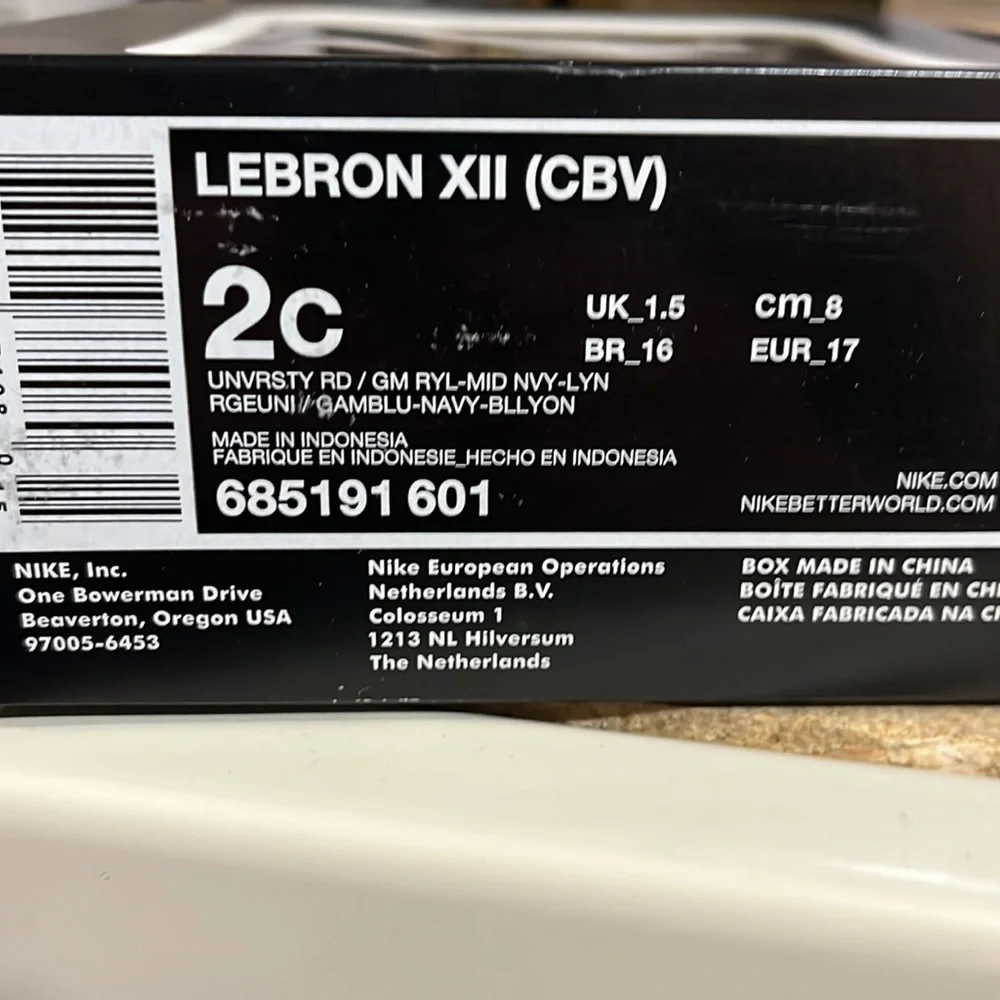 Nike Lebron XII Shoes Sneakers Baby Crib Infant Size 2 new 685191 601 Size 2C
